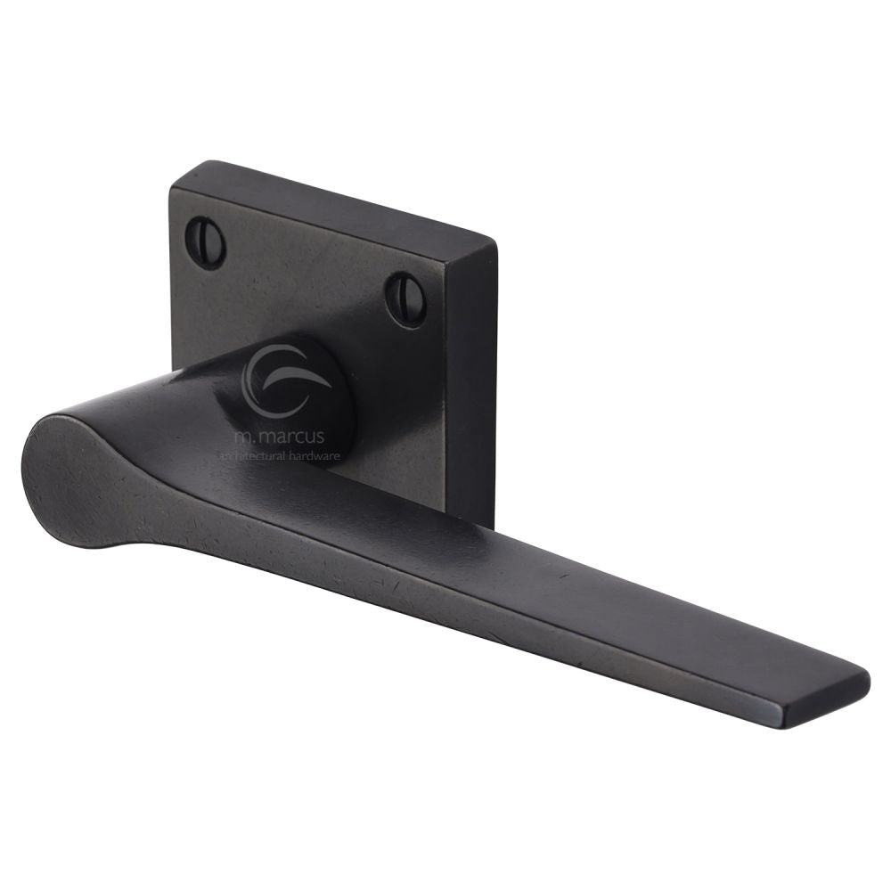 M.Marcus - Rustic Dark Bronze Door Handle Lever Latch on Square Rose Gio Design