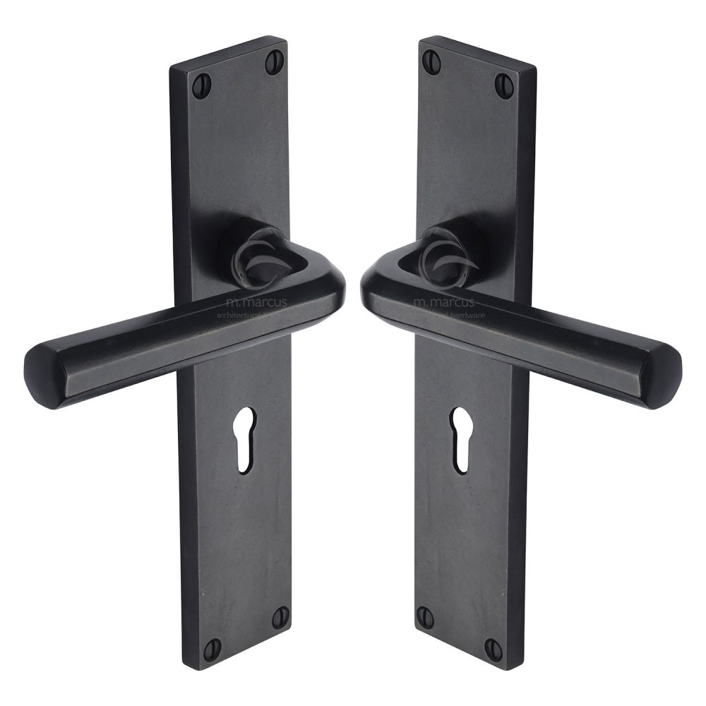 M.Marcus - Rustic Dark Bronze Door Handle Lever Lock Octave Design