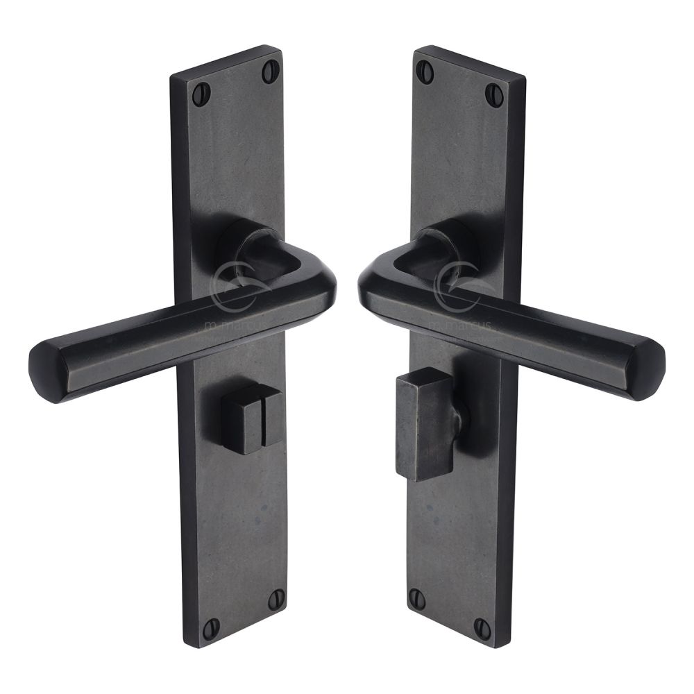 M.Marcus - Rustic Dark Bronze Door Handle Bathroom Set Octave Design