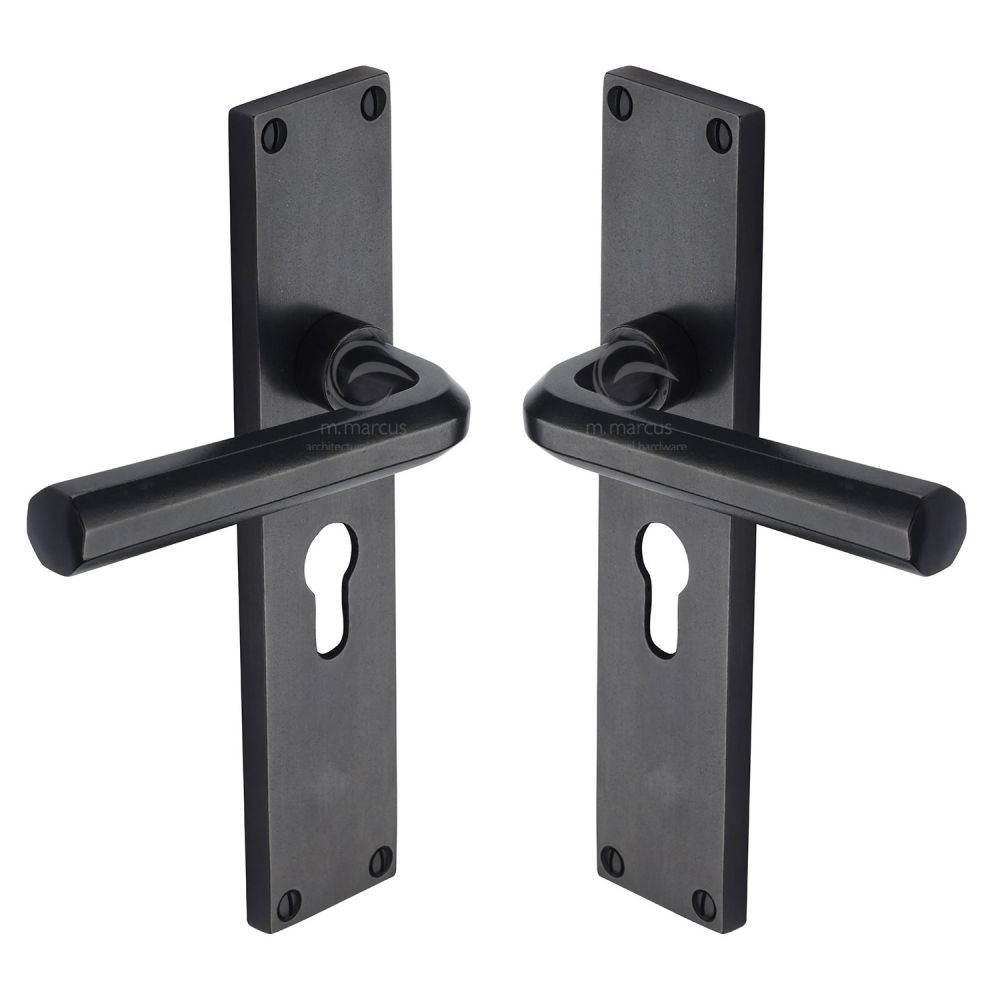 M.Marcus - Rustic Dark Bronze Door Handle Euro Profile Octave Design