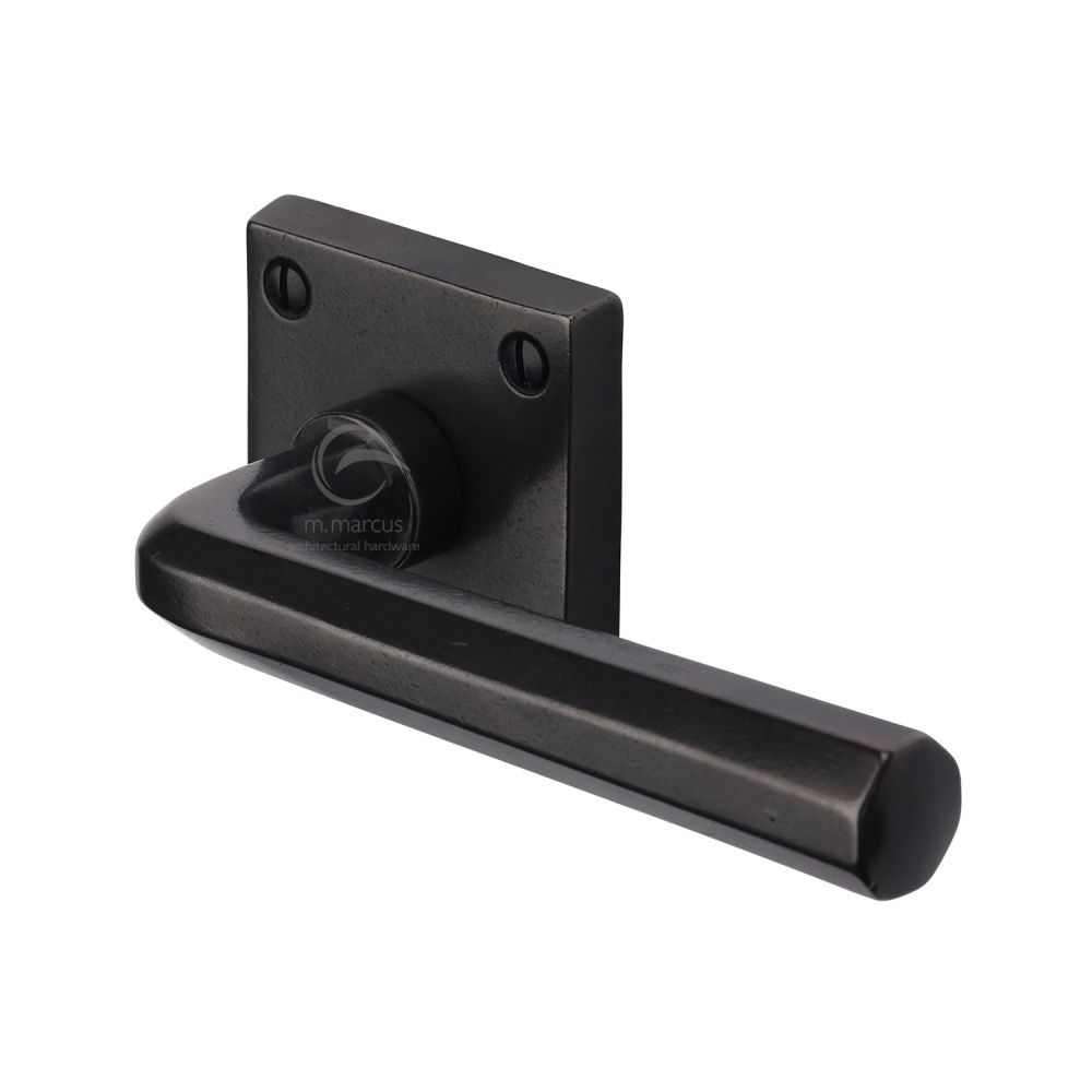 M.Marcus - Rustic Dark Bronze Door Handle Lever Latch on Square Rose Octave Design