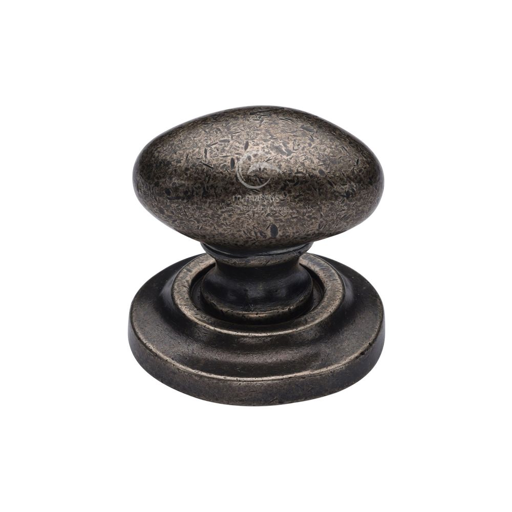 M.Marcus - Rustic Pewter Cabinet Knob Oval Design on Rose 38mm