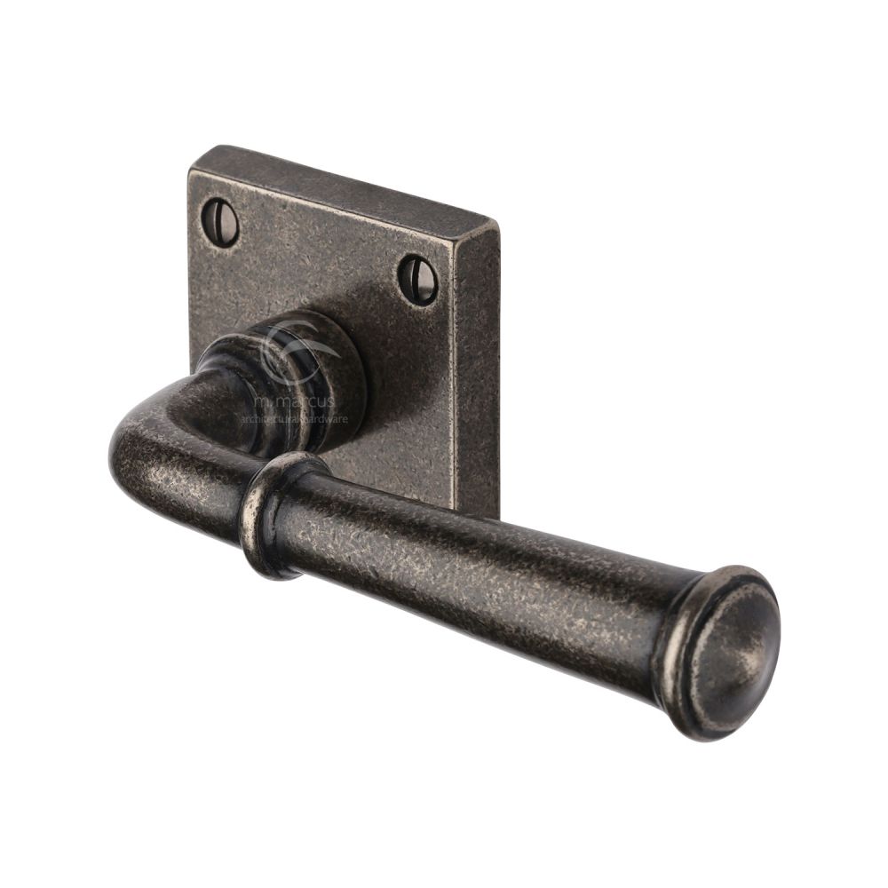 M.Marcus - Rustic Pewter Door Handle Lever Latch on Square Rose Claverley Design
