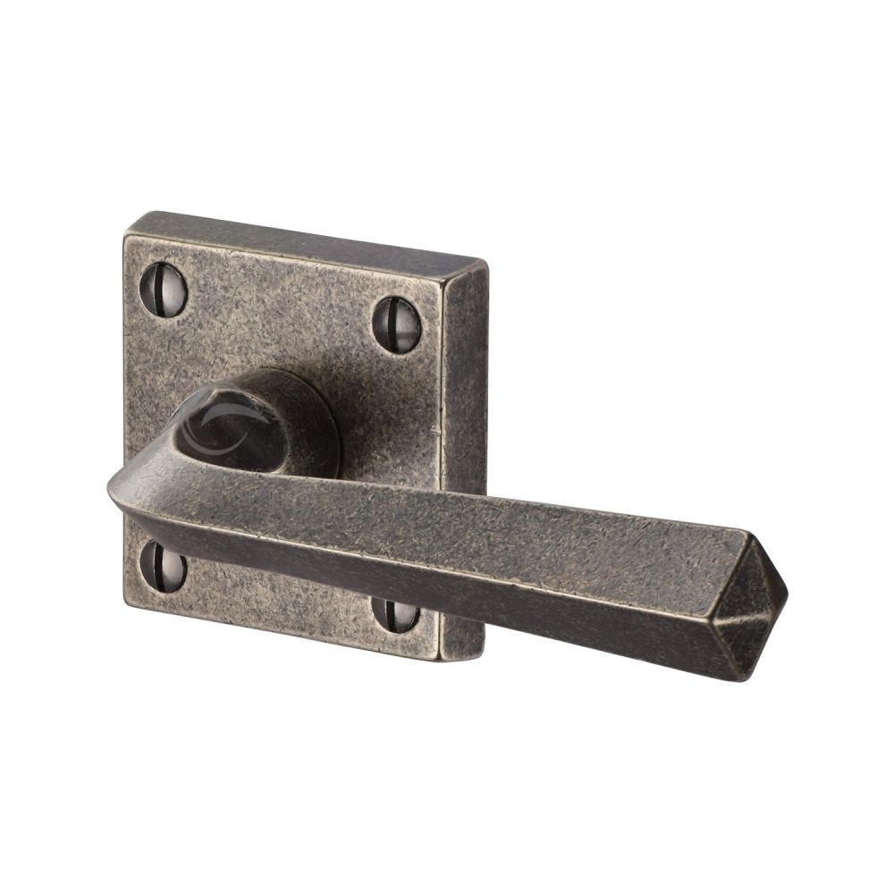 M.Marcus - Rustic Pewter Door Handle Lever Latch on Square Rose Donnington Design