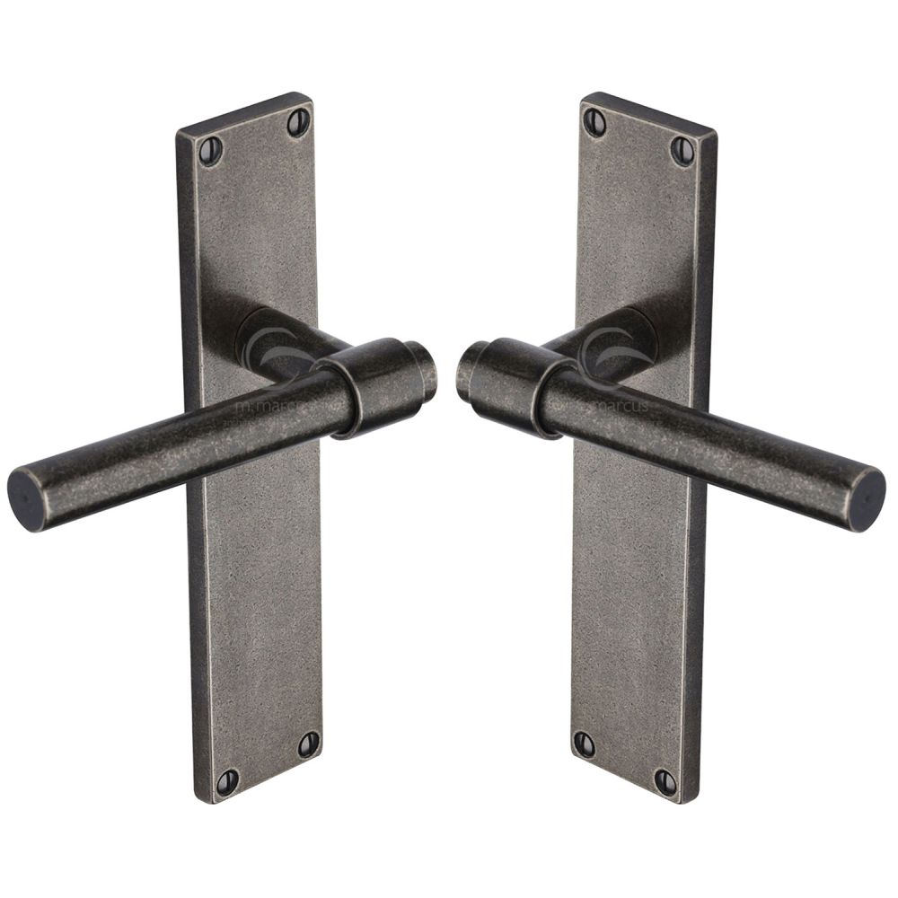 M.Marcus - Rustic Pewter Door Handle Lever Lock Fountain Design