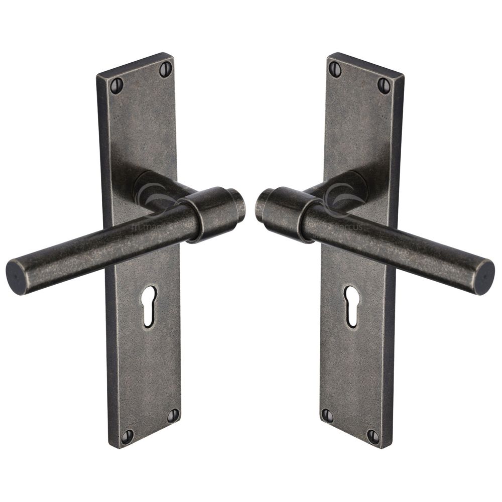 M.Marcus - Rustic Pewter Door Handle Lever Latch Fountain Design