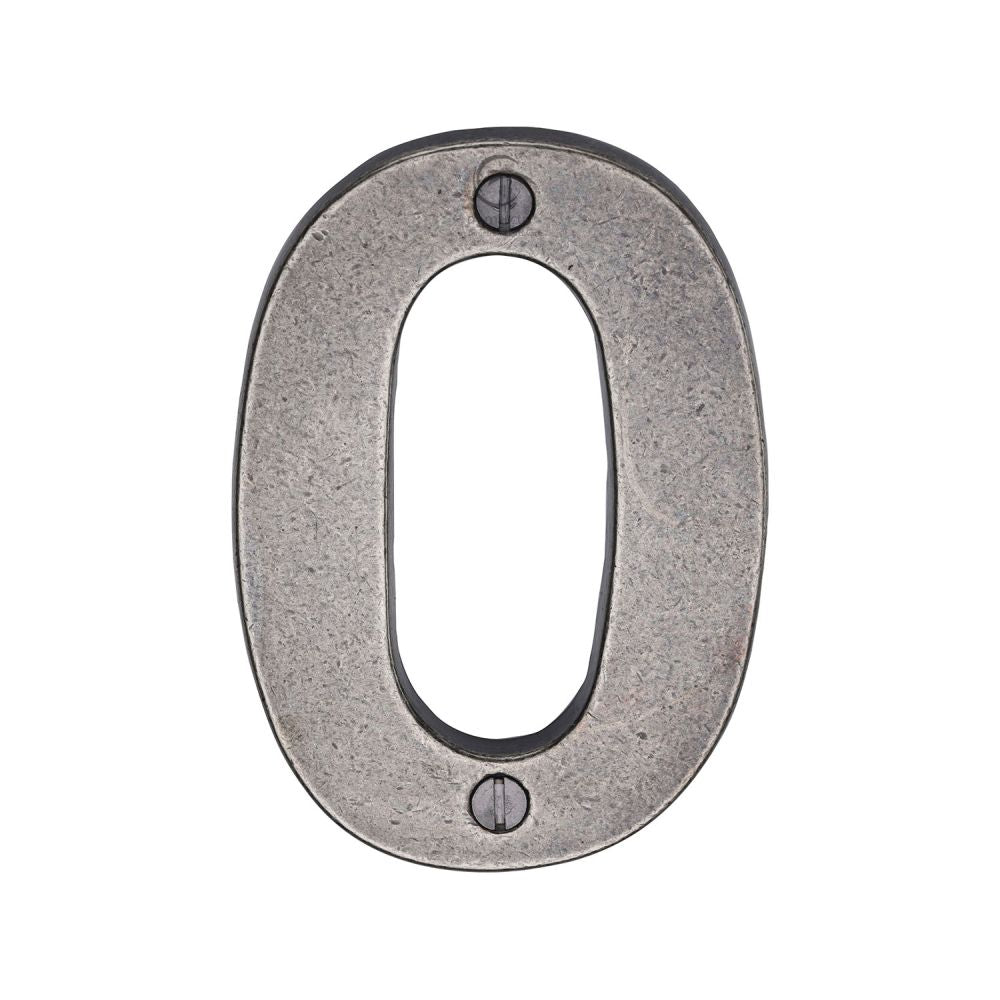 M.Marcus - Rustic Pewter Numeral 0 Screw Fixing 76mm (3")