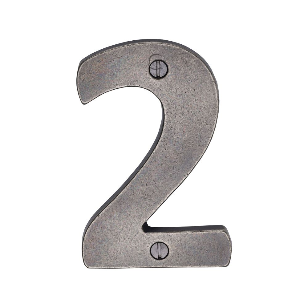 M.Marcus - Rustic Pewter Numeral 2 Screw Fixing 76mm (3")