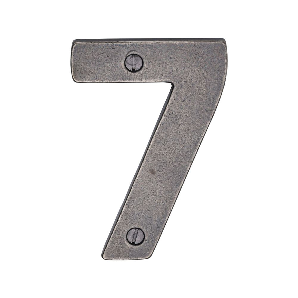 M.Marcus - Rustic Pewter Numeral 7 Screw Fixing 76mm (3")