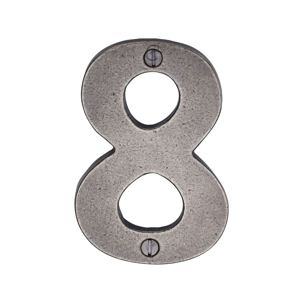 M.Marcus - Rustic Pewter Numeral 8 Screw Fixing 76mm (3")