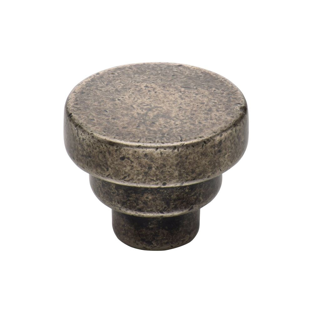 M.Marcus - Rustic Pewter Cabinet Knob Round Stepped Design 32mm