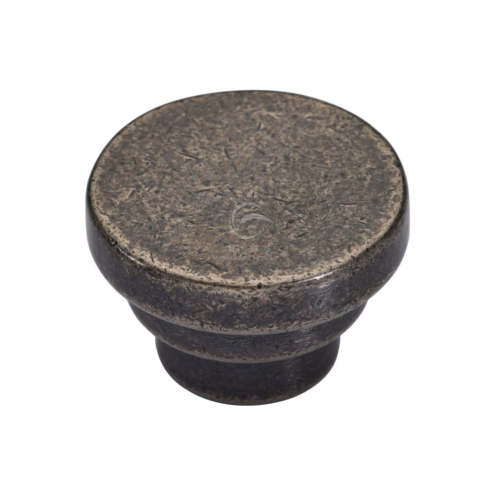M.Marcus - Rustic Pewter Cabinet Knob Round Stepped Design 38mm