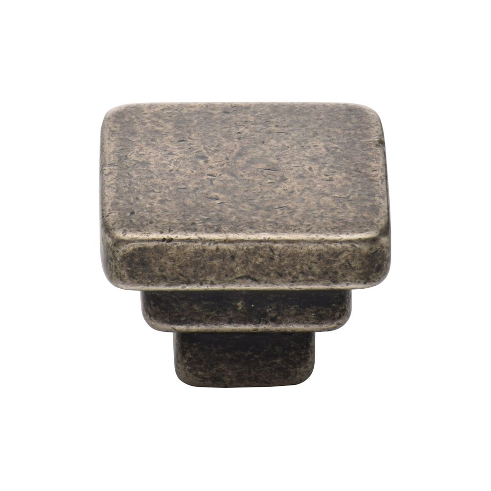 M.Marcus - Rustic Pewter Cabinet Knob Square Stepped Design 32mm