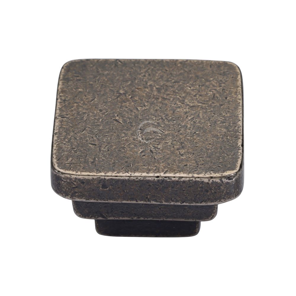 M.Marcus - Rustic Pewter Cabinet Knob Square Stepped Design 38mm