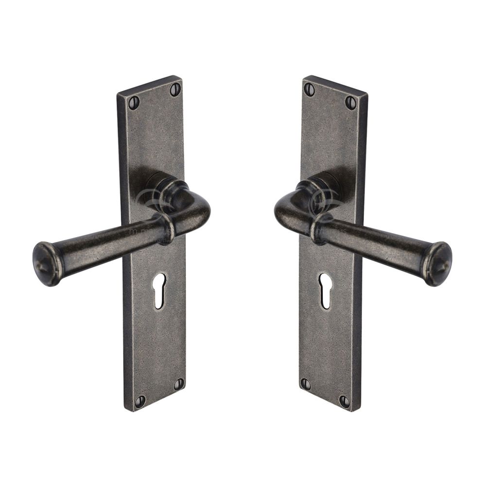 M.Marcus - Rustic Pewter Door Handle Lever Lock Ashfield Design
