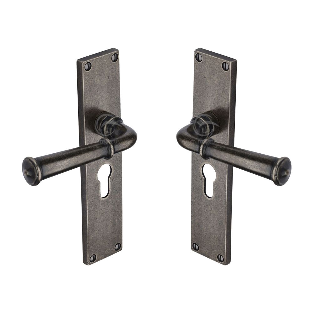 M.Marcus - Rustic Pewter Door Handle Euro Profile Ashfield Design