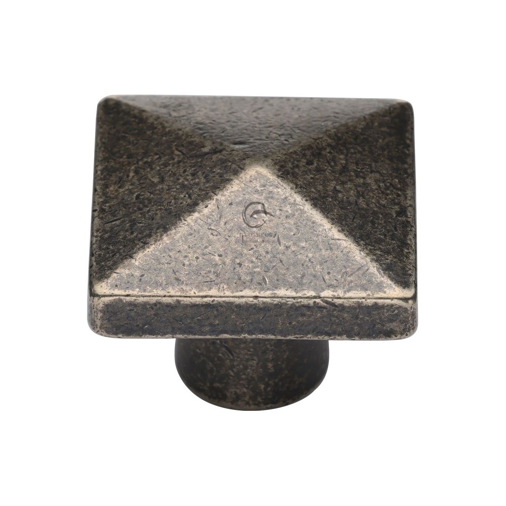 M.Marcus - Rustic Pewter Cabinet Knob Square Pyramid Design 38mm