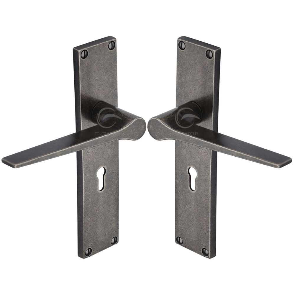 M.Marcus - Rustic Pewter Door Handle Lever Latch Gio Design