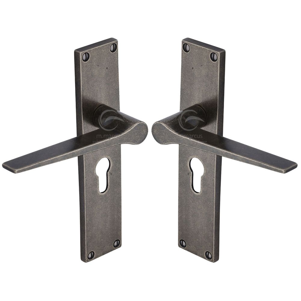 M.Marcus - Rustic Pewter Door Handle Euro Profile Gio Design