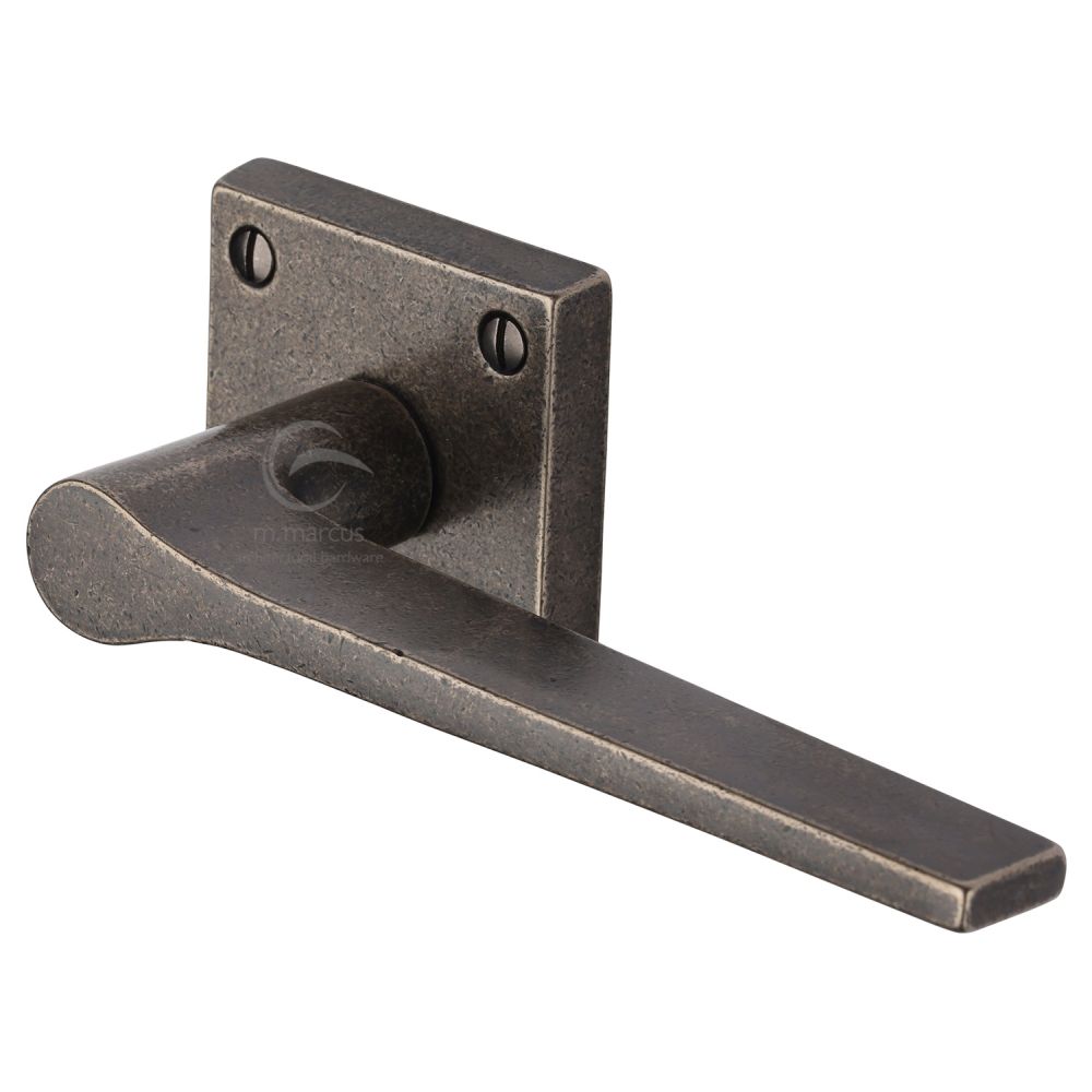 M.Marcus - Rustic Pewter Door Handle Lever Latch on Square Rose Gio Design