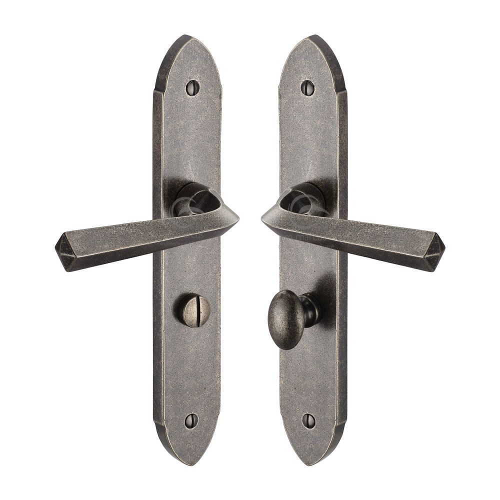 M.Marcus - Rustic Pewter Door Handle Bathroom Set Grafton Design