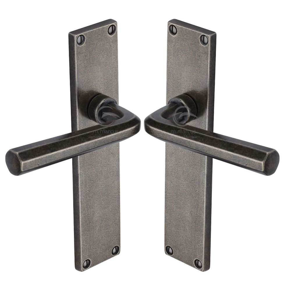 M.Marcus - Rustic Pewter Door Handle Lever Latch Octave Design