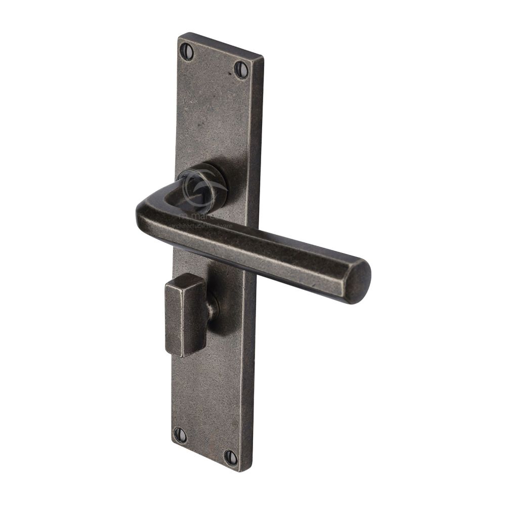 M.Marcus - Rustic Pewter Door Handle Bathroom Set Octave Design