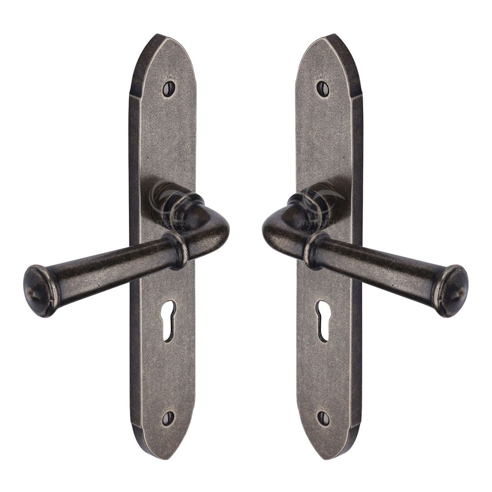 M.Marcus - Rustic Pewter Door Handle Lever Lock Hadley Design