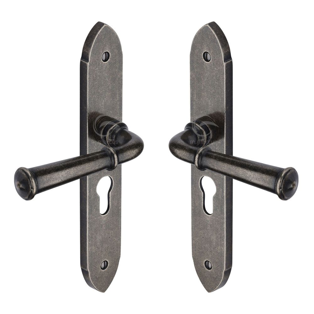M.Marcus - Rustic Pewter Door Handle Euro Profile Hadley Design