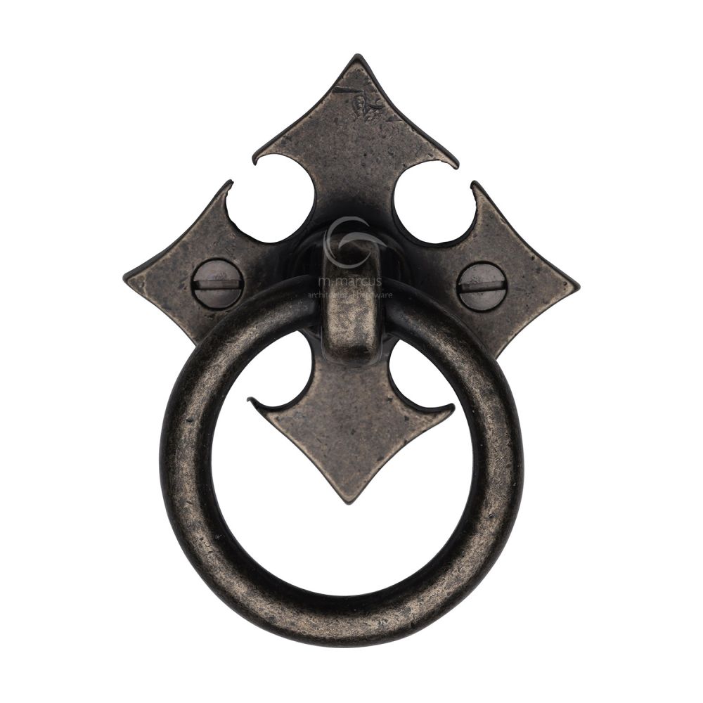 M.Marcus - Rustic Pewter Fleur-De-Lys Cabinet Ring Drop Pull