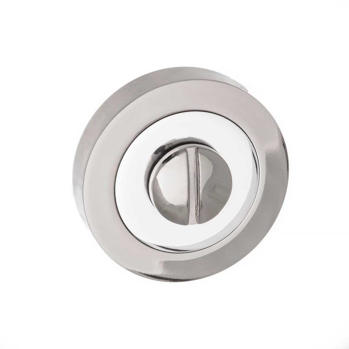 Quality image of STATUS WC Turn and Release on Round Rose - Satin Chrome/Polished Chrome | Sku. s3wcrscpc | available from Trade Door Handles.