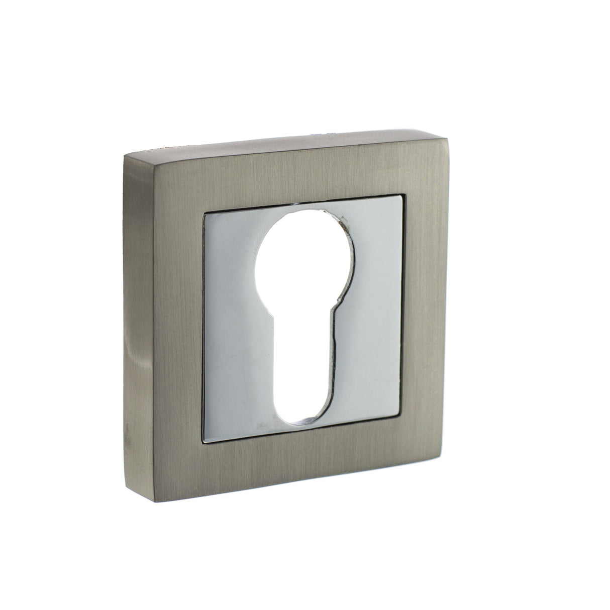 Quality image of STATUS Euro Escutcheons on S4 Square Rose - Satin Nickel/Polished Chrome | Sku. s4escessnpc | available from Trade Door Handles.