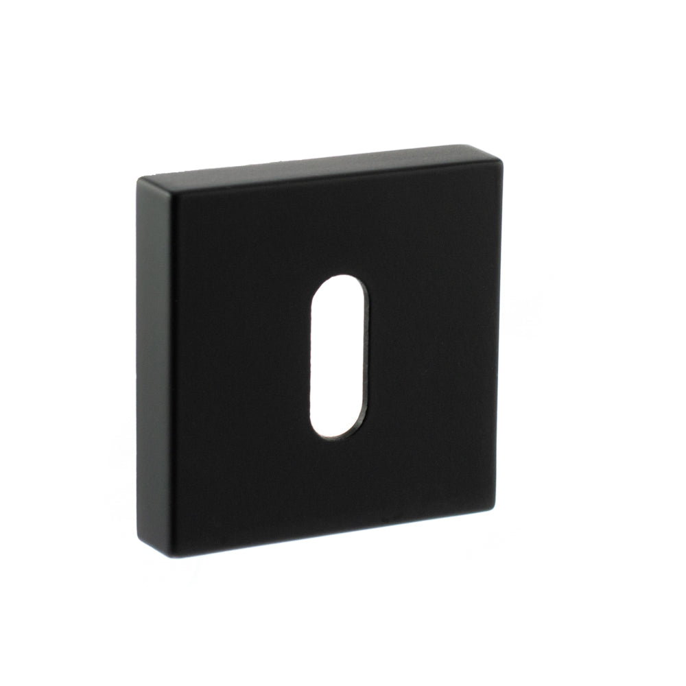Quality image of STATUS Key Escutcheons on S4 Square Rose - Matt Black | Sku. s4escksmb | available from Trade Door Handles.