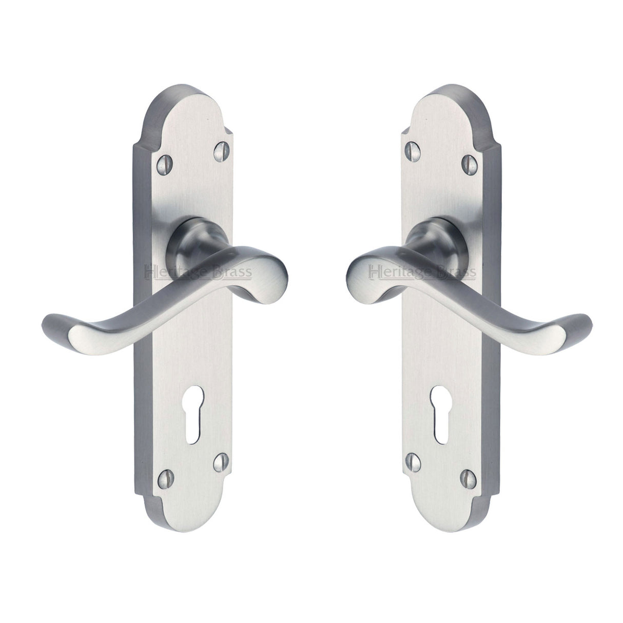 High quality image of the Heritage Brass Door Handle Lever Lock Savoy Design Satin Chrome Finish
| Sku. s600-sc | Discounted prices available from Trade Door Handles