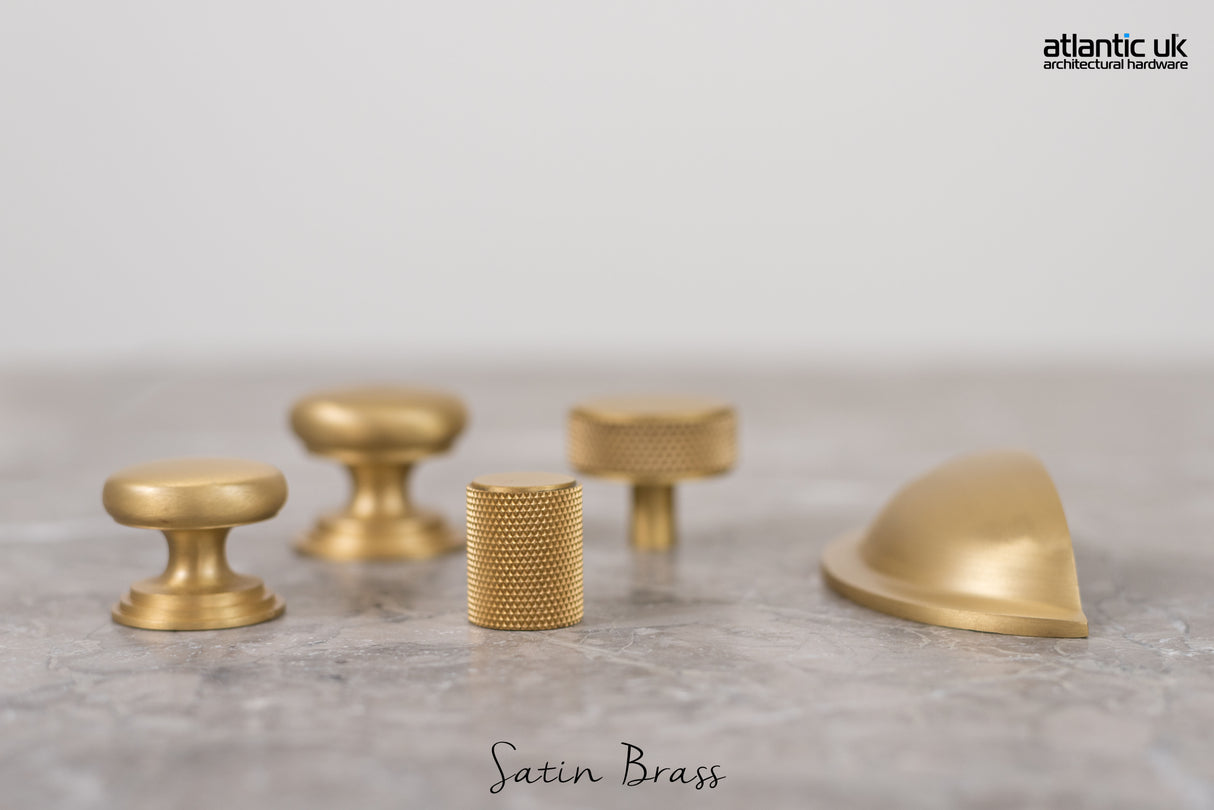 Quality image of Old English Winchester Solid Brass Cabinet Cup Pull on Concealed Fix - Satin Brass | Sku. oec1176sb | available from Trade Door Handles.