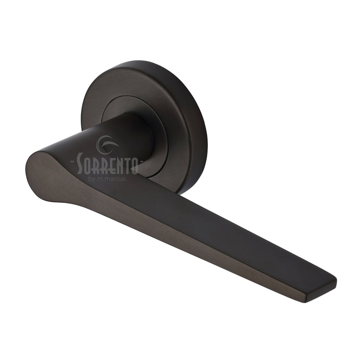 High quality image of the Sorrento Door Handle Lever Latch on Round Rose Neo Design Matt Bronze on Zinc finish | Sku. SC-3059-MBZ | available to order from Trade Door Handles.