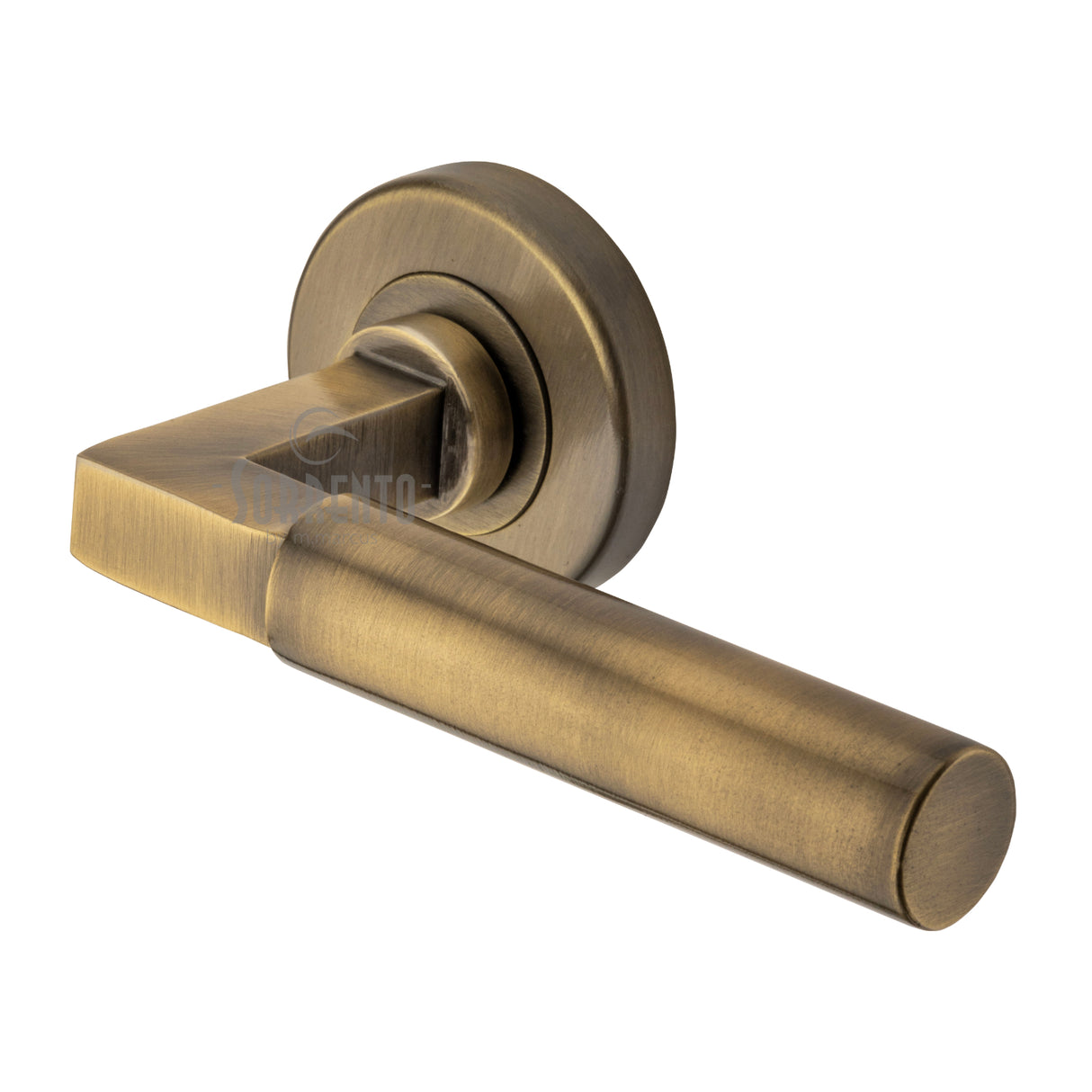 High quality image of the Sorrento Door Handle Lever Latch on Round Rose Gropius Bau Design Antique on Zinc finish | Sku. SC-4059-AZ | available to order from Trade Door Handles.