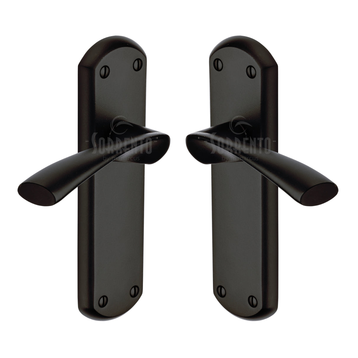 High quality image of the Sorrento Door Handle Lever Latch Atlanta Design Matt Black finish | Sku. SC-7610-BLK | available to order from Trade Door Handles.