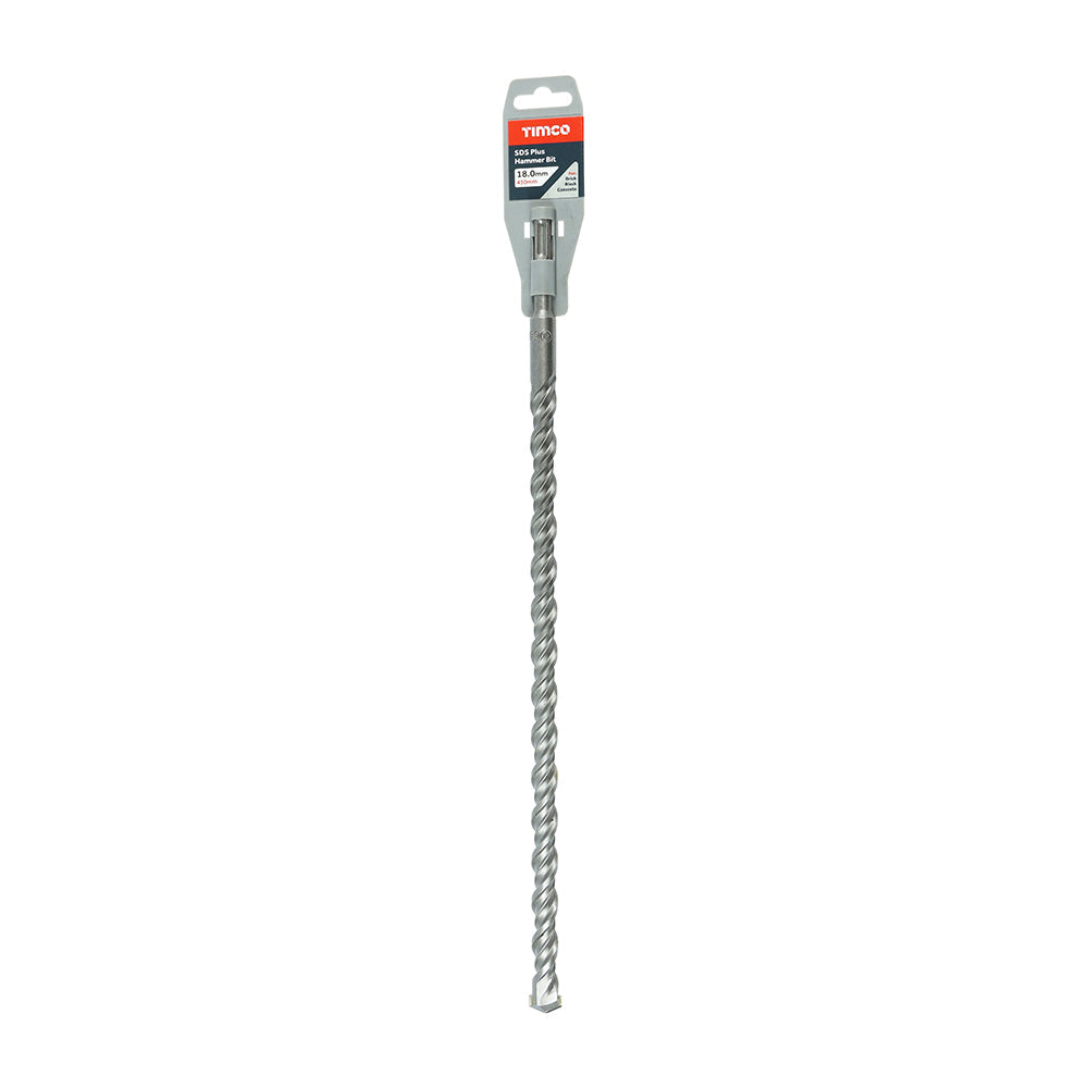 This is an image of Timco - SDS Plus Hammer Bit 18.0 x 450 (1 Each Clip) SDS18450