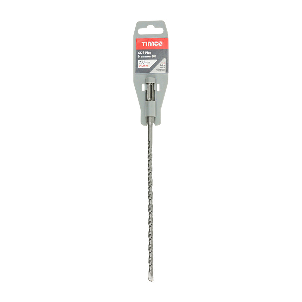 This is an image of Timco - SDS Plus Hammer Bit 7.0 x 260 (1 Each Clip) SDS7260