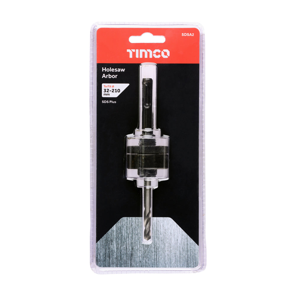 This is an image of Timco - Holesaw Arbor - SDS Plus Shank To fit Holesaw 32-210mm (1 Each Clamshell) SDSA2