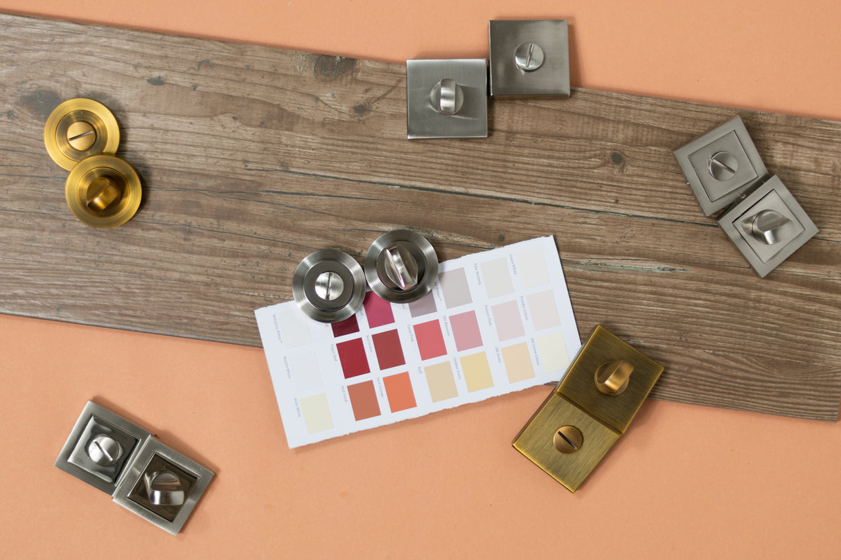 Quality image of Senza Pari WC Turn and Release on Round Rose - Satin Nickel/Chrome Plate | Sku. spmwcsncp | available from Trade Door Handles.