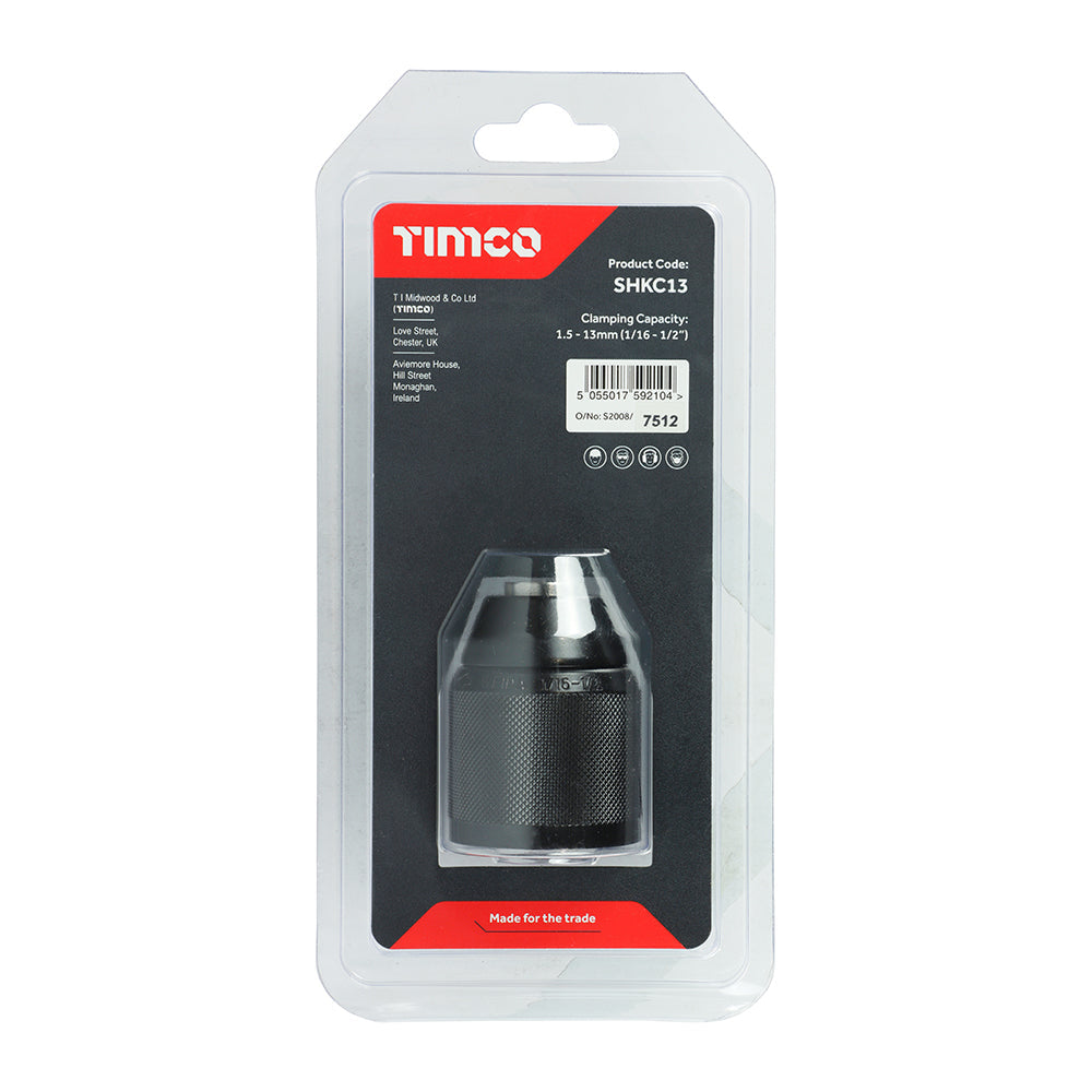 This is an image of Timco - Single Handed Keyless Chuck 1/2" (1 Each Blister Pack) SHKC13