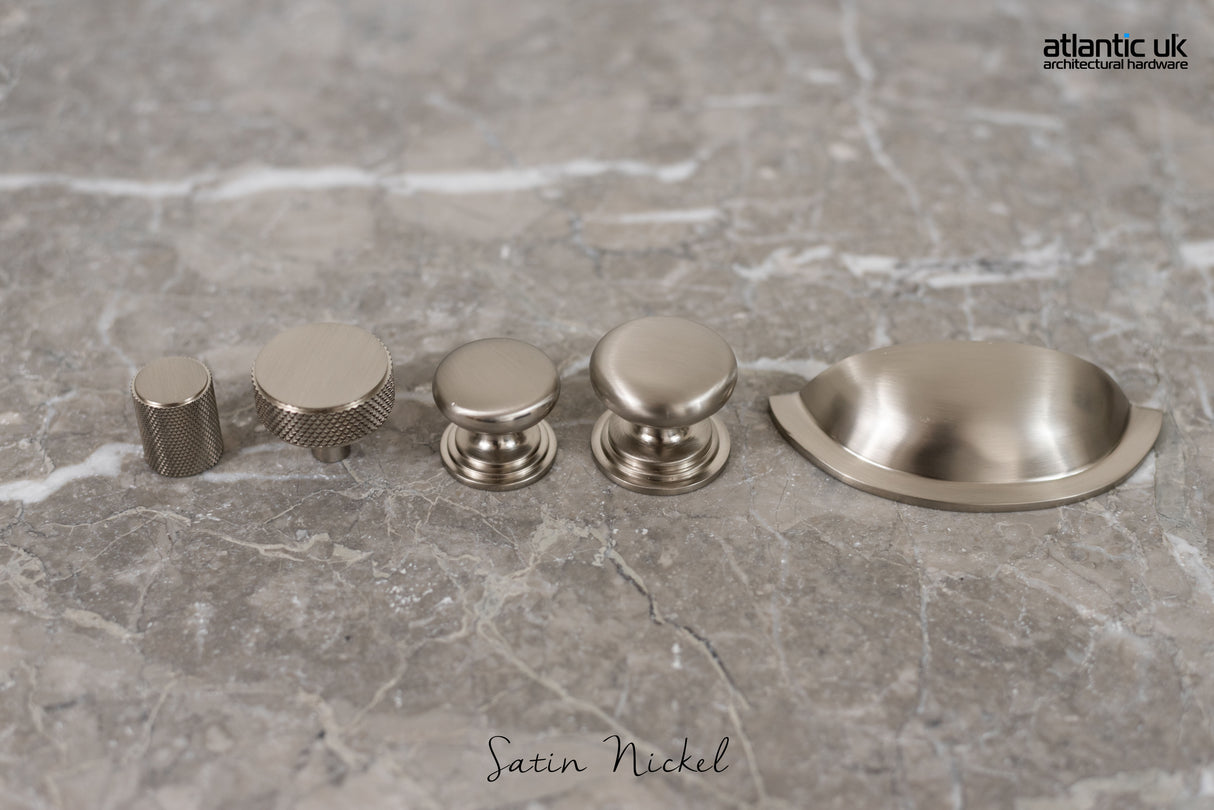 Quality image of Old English Lincoln Solid Brass Victorian Knob 38mm on Concealed Fix - Satin Nickel | Sku. oec1238sn | available from Trade Door Handles.