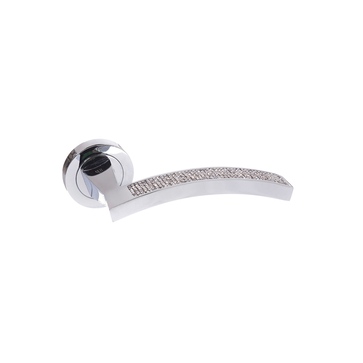 Quality image of Senza Pari Crystal Lever Door Handle on Round Rose - Polished Chrome | Sku. spm167crcp | available from Trade Door Handles.