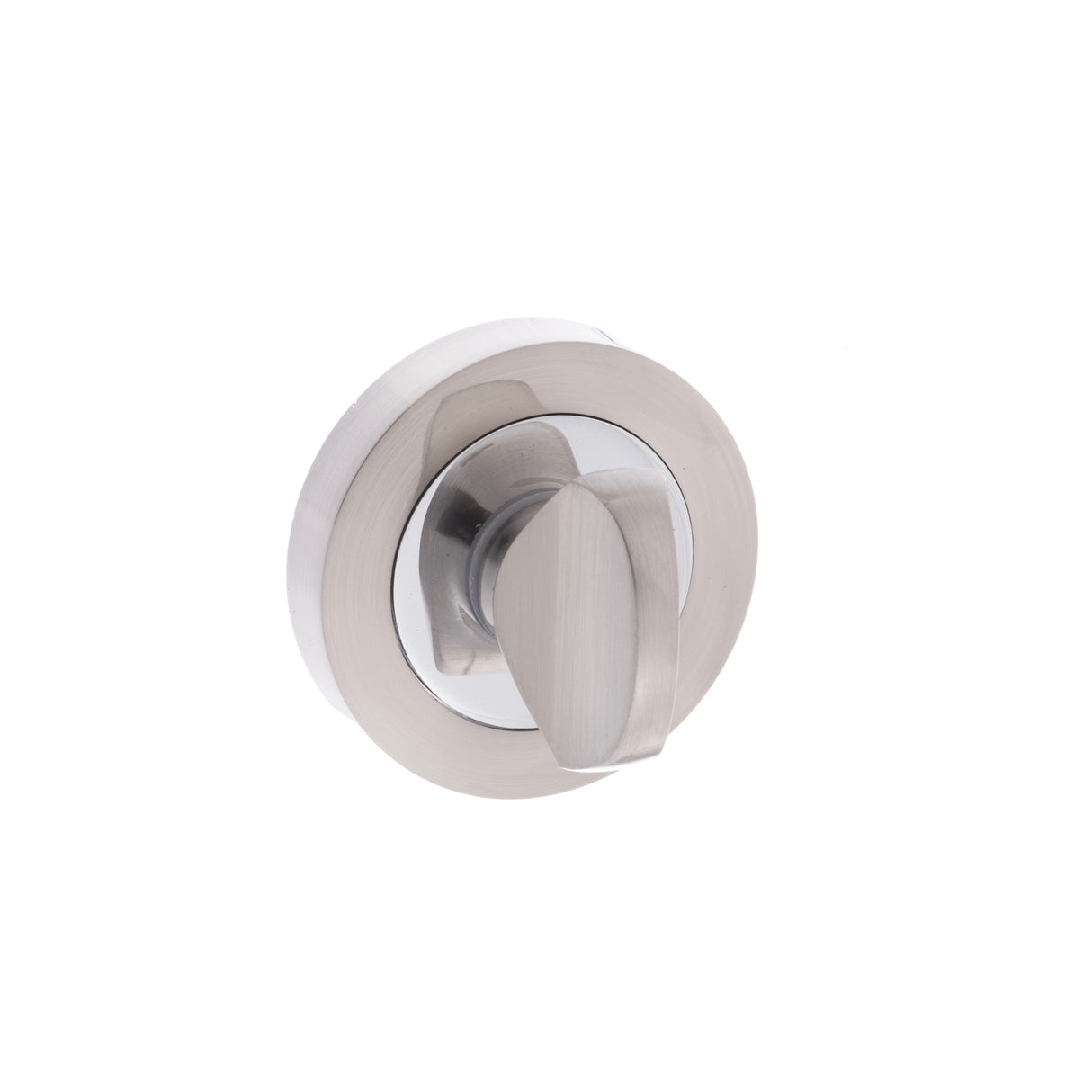Quality image of Senza Pari WC Turn and Release on Round Rose - Satin Nickel/Chrome Plate | Sku. spmwcsncp | available from Trade Door Handles.