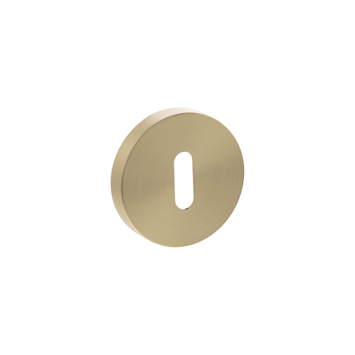 Quality image of Senza Pari Key Escutcheons on Minimal Round Rose - Satin Brass | Sku. sprescksb | available from Trade Door Handles.