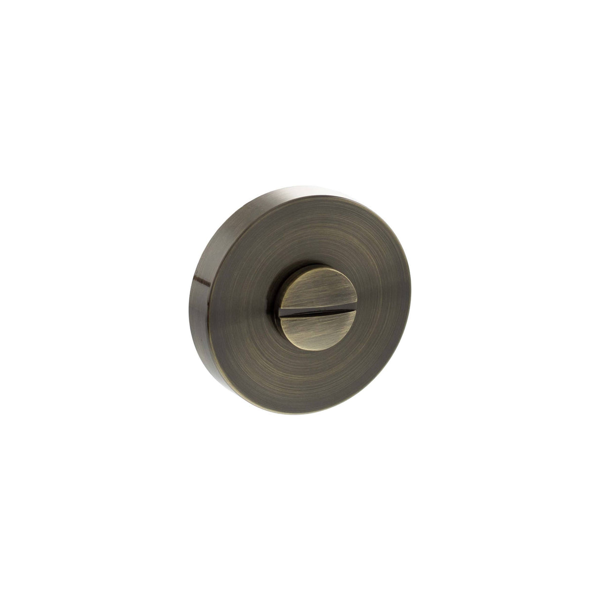 Quality image of Senza Pari Knurled WC Turn and Release on Minimal Round Rose - Antique Brass | Sku. sprkwcab | available from Trade Door Handles.