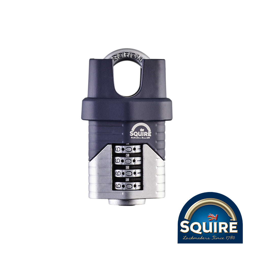 This is an image of Squire - Vulcan Combination Padlock - Boron Closed Shackle - VULCAN COMBI 40CS 40mm (1 Each Blister Pack) SQR701001