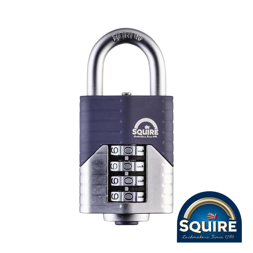 This is an image of Squire - Vulcan Combination Padlock - Boron Open Shackle - VULCAN COMBI 50 50mm (1 Each Blister Pack) SQR701368